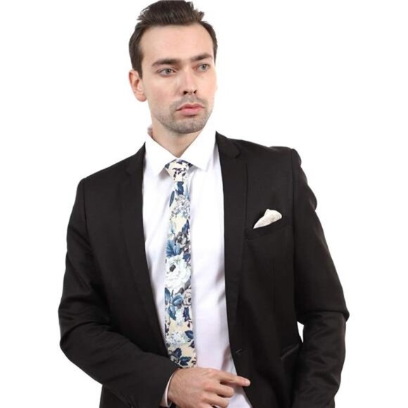 Men's Cotton Printed Floral Tie 2.56" 22 - Picture 3 of 3